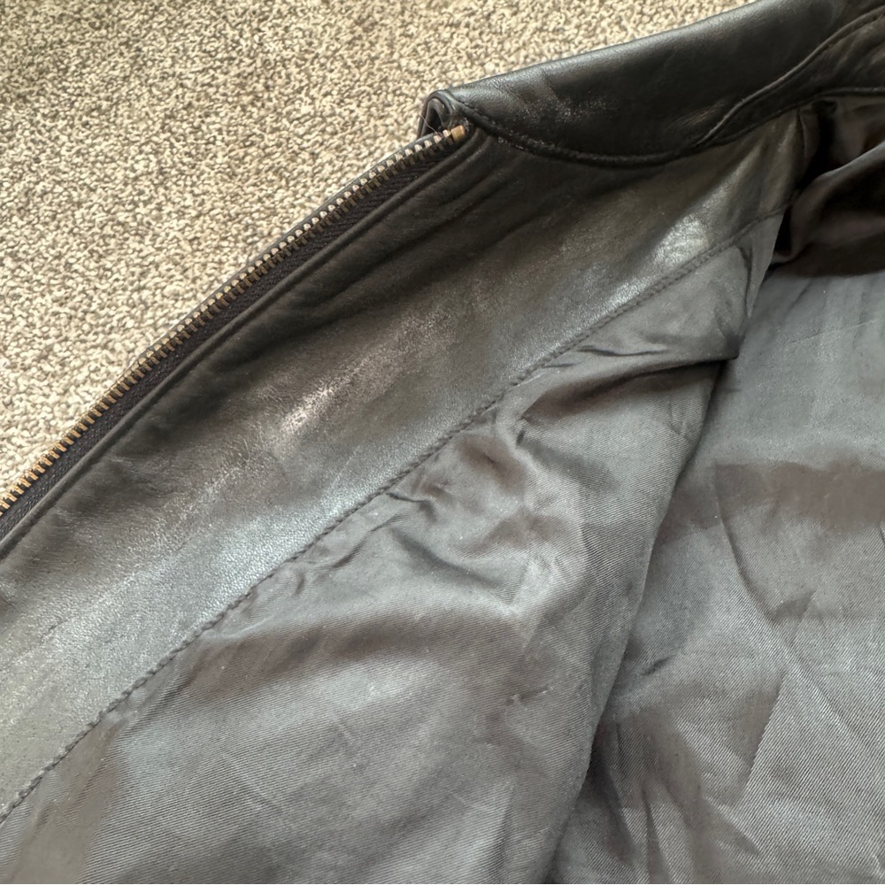 Vintage GAP Leather Jacket Womens M Black Zip Up Minimalist 90s Coat - Picture 12 of 15